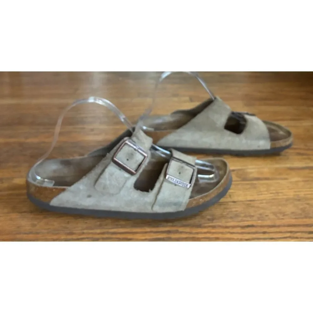 Birkenstock Taupe Gray Soft Footbed Suede Arizona Sandals Shoes   Adult Size 44